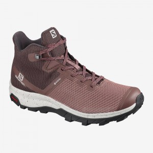 Buty do Chodzenia Damskie Salomon Outline Prism Mid Gore-Tex Różowe | 52960-YDHP