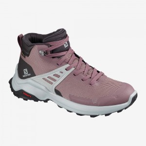 Buty do Chodzenia Damskie Salomon X Raise Mid Gore-Tex Różowe | 79582-LRMG