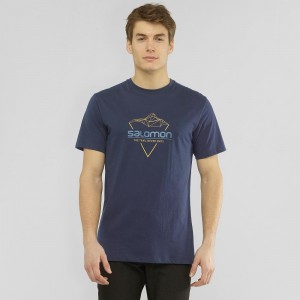 Koszulki Męskie Salomon Blend Logo Tee M Granatowe | 76312-PDLC