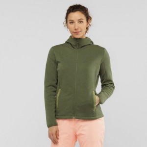 Kurtki Narciarskie Damskie Salomon Snowshelter Fleece Hoodie W Zielone | 56302-ZVEL