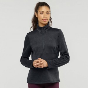 Kurtki Narciarskie Damskie Salomon Transition Half Zip W Czarne | 86721-LSAN