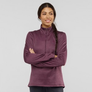 Kurtki Narciarskie Damskie Salomon Transition Half Zip W Fioletowe | 43159-QIRB