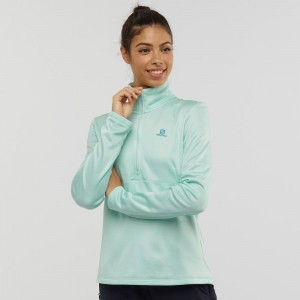 Kurtki Narciarskie Damskie Salomon Transition Half Zip W Zielone | 72865-HWCT