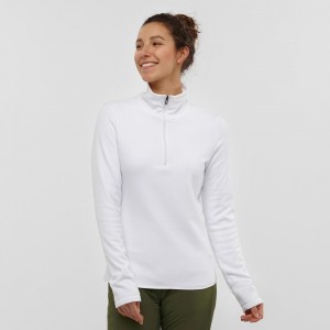 Kurtki Narciarskie Damskie Salomon Warm Ambition Half Zip W Białe | 27094-FXHR