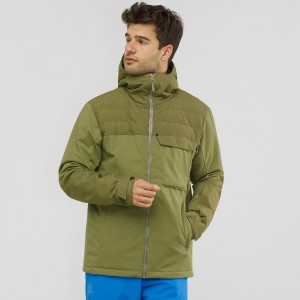 Kurtki Narciarskie Męskie Salomon Deepsteep Jacket M Zielone | 93048-DJUY