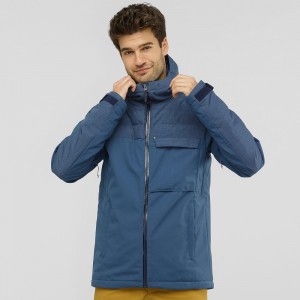 Kurtki Narciarskie Męskie Salomon Deepsteep Jacket M Granatowe | 30754-XAEV