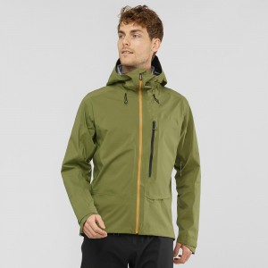 Kurtki Narciarskie Męskie Salomon Outpeak 3L Light Shell Jacket M Zielone | 59371-HZVW