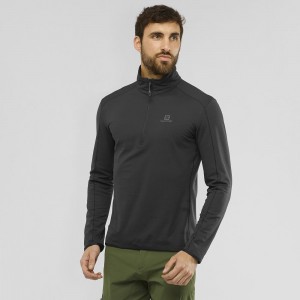 Kurtki Narciarskie Męskie Salomon Outrack Half Zip Mid M Czarne | 89670-DGSH