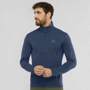 Kurtki Narciarskie Męskie Salomon Outrack Half Zip Mid M Granatowe | 76594-DSPO