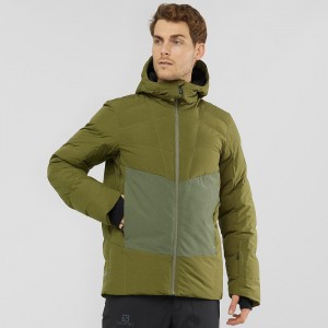 Kurtki Narciarskie Męskie Salomon Snowshelter Jacket M Zielone | 38672-JQFD