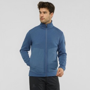 Kurtki Narciarskie Męskie Salomon Snowshelter Fleece Jacket M Granatowe | 41608-NHQU