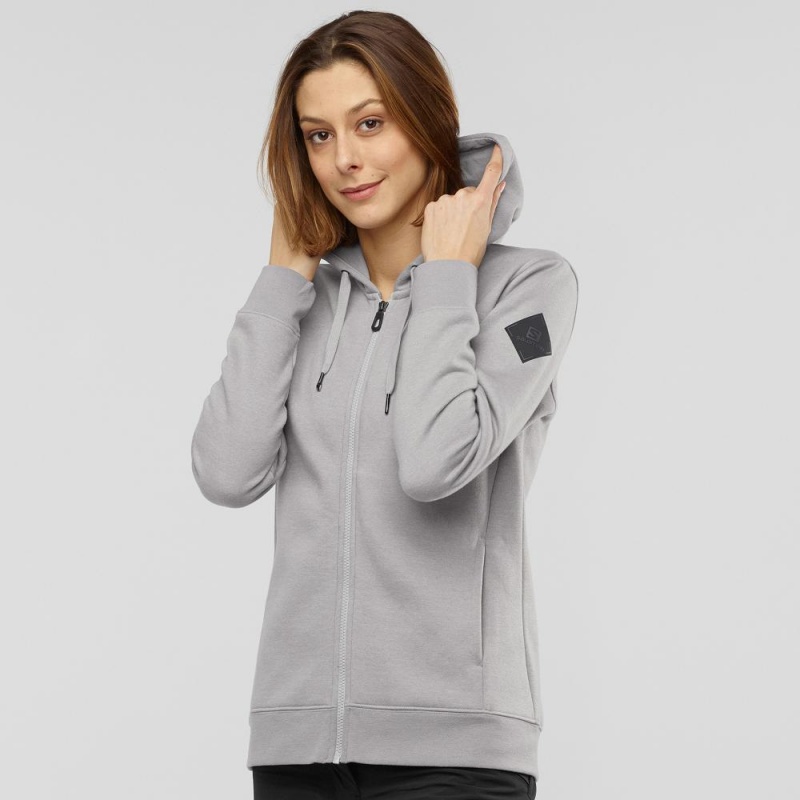 Bluza z Kapturem Damskie Salomon Essential Warm Gray | 31670-CKRG