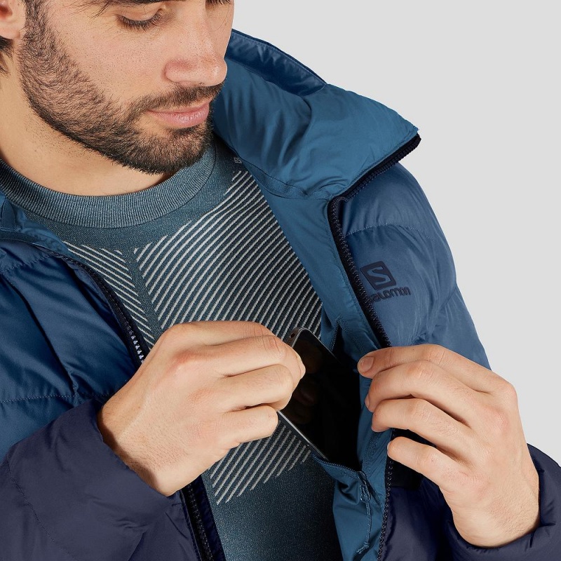 Bluza z Kapturem Męskie Salomon Essential Xwarm Insulated Granatowe | 68405-PSTZ