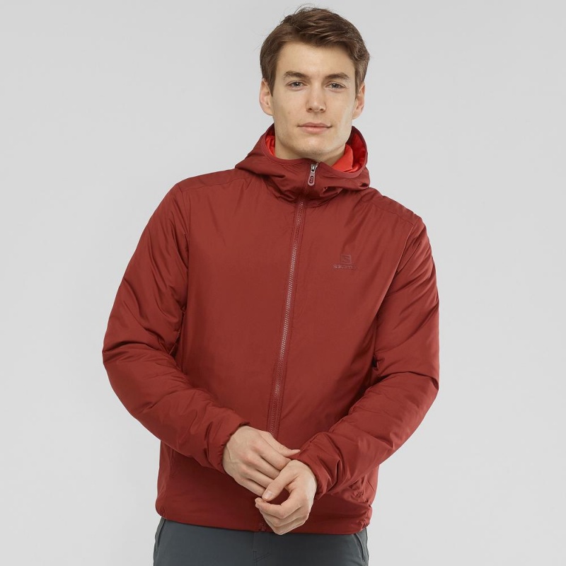 Bluza z Kapturem Męskie Salomon Outrack Insulated Czerwone | 01298-LRQA