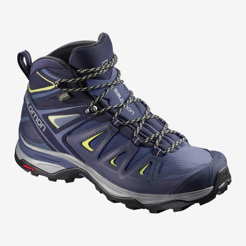 Buty do Chodzenia Damskie Salomon X Ultra 3 Szerokie Mid Gore-Tex Niebieskie | 87934-UNAX