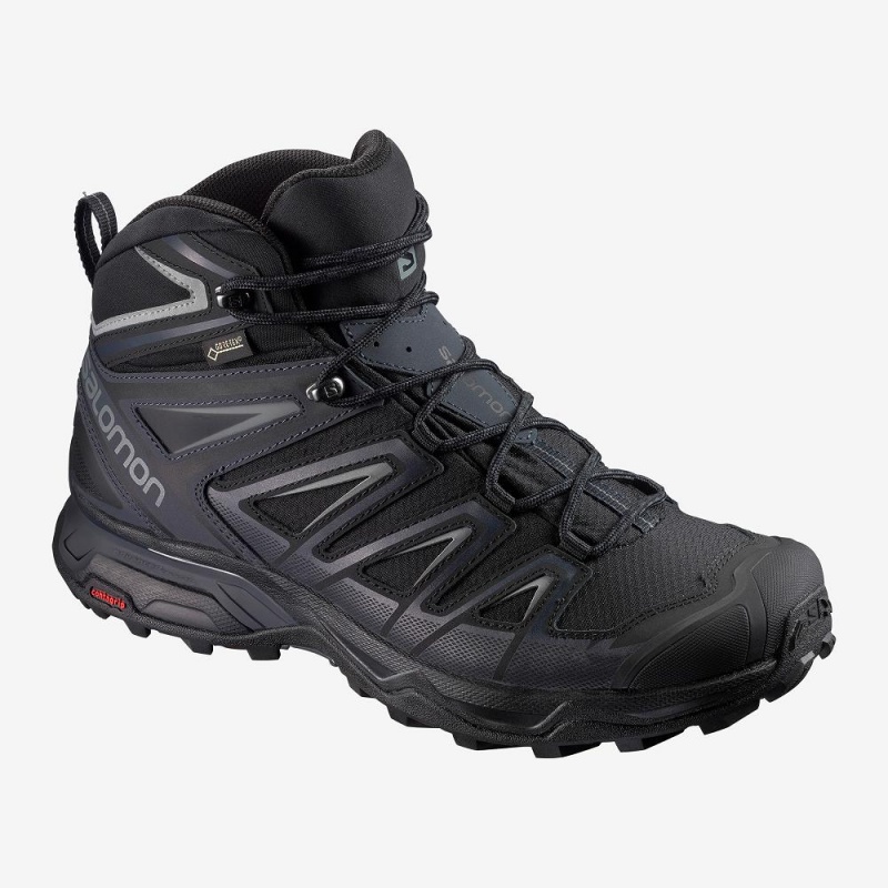 Buty do Chodzenia Męskie Salomon X Ultra 3 Szerokie Mid Gore-Tex Czarne | 64312-QXJW