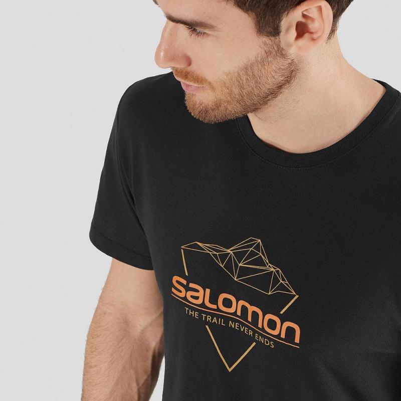 Koszulki Męskie Salomon Blend Logo Tee M Czarne | 84126-RKIQ