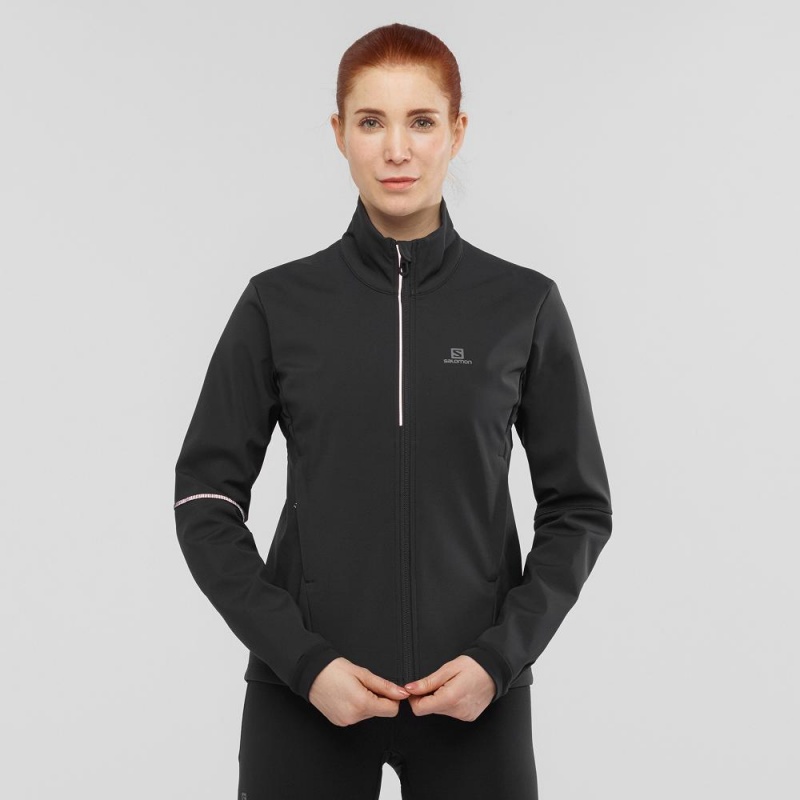 Kurtka Damskie Salomon Agile Softshell Czarne | 49608-VQKP