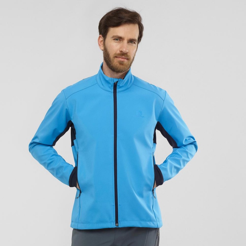 Kurtka Do Biegania Męskie Salomon Agile Softshell Niebieskie | 54362-PARW