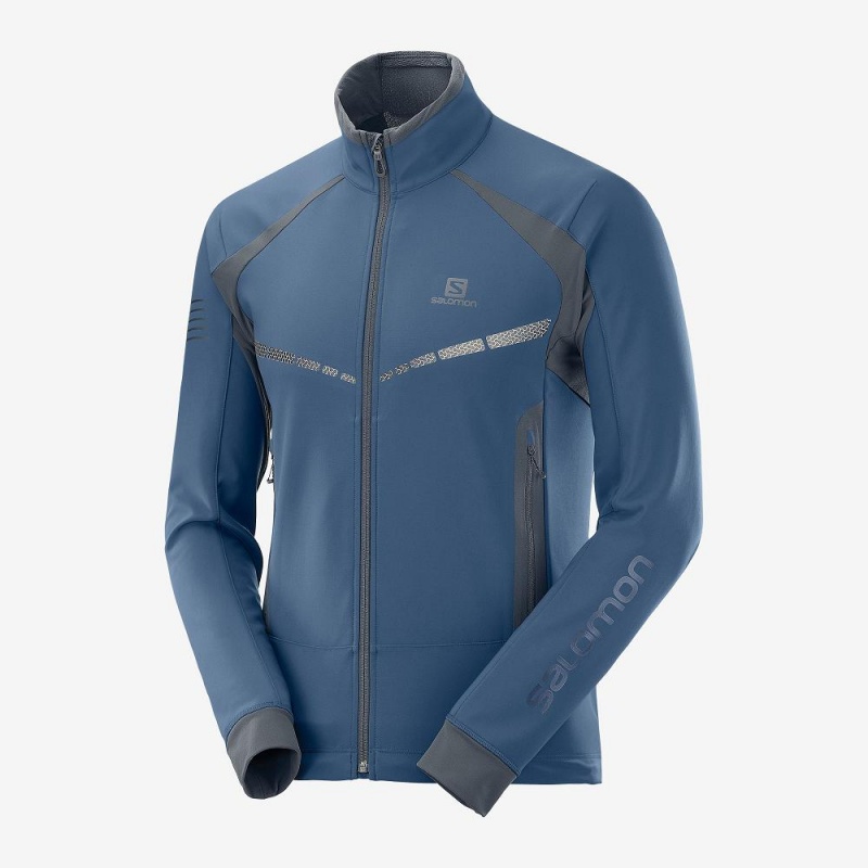 Kurtka Męskie Salomon Rs Warm Softshell Jkt M Granatowe | 94760-RNVL