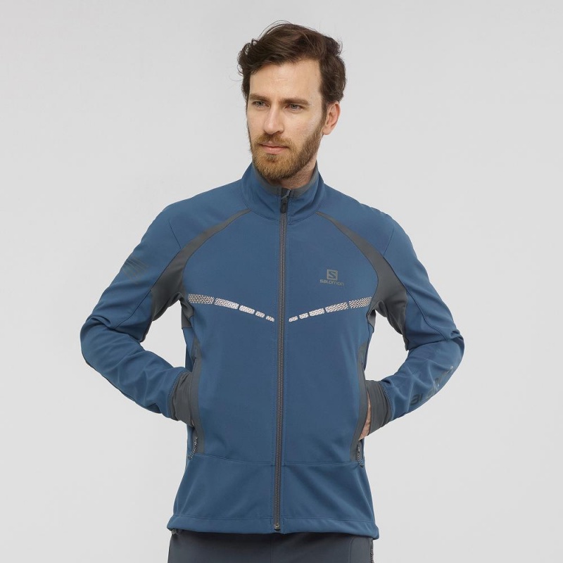 Kurtka Męskie Salomon Rs Warm Softshell Jkt M Granatowe | 94760-RNVL