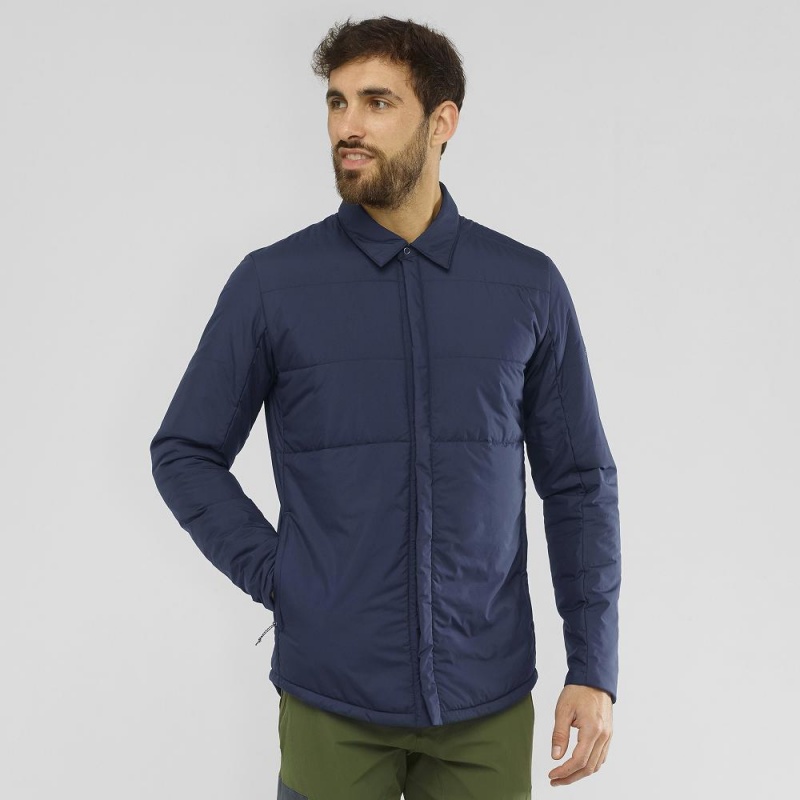 Kurtka Męskie Salomon Snowshelter Insulated Shirt M Granatowe | 70385-DJHY