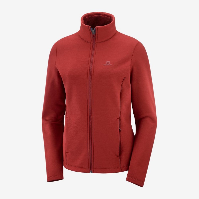 Kurtki Narciarskie Damskie Salomon Radiant Full Zip Warstwa Pośrednia W Czerwone | 09452-UHNT