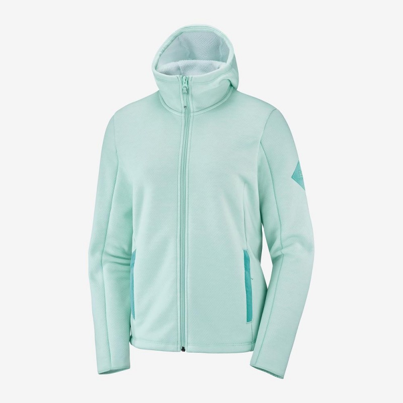 Kurtki Narciarskie Damskie Salomon Snowshelter Fleece Hoodie W Zielone | 09146-BIYQ