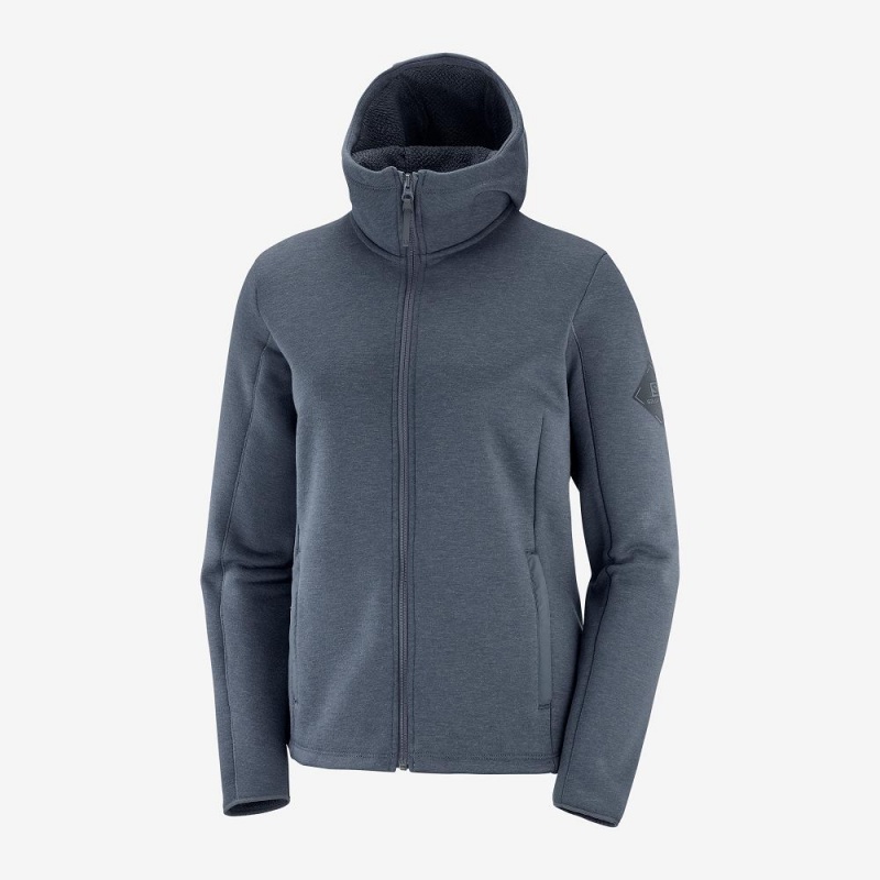 Kurtki Narciarskie Damskie Salomon Snowshelter Fleece Hoodie W Gray | 02156-ODYL