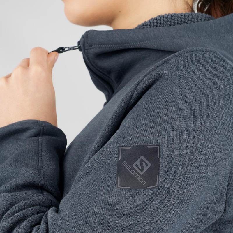 Kurtki Narciarskie Damskie Salomon Snowshelter Fleece Hoodie W Gray | 02156-ODYL