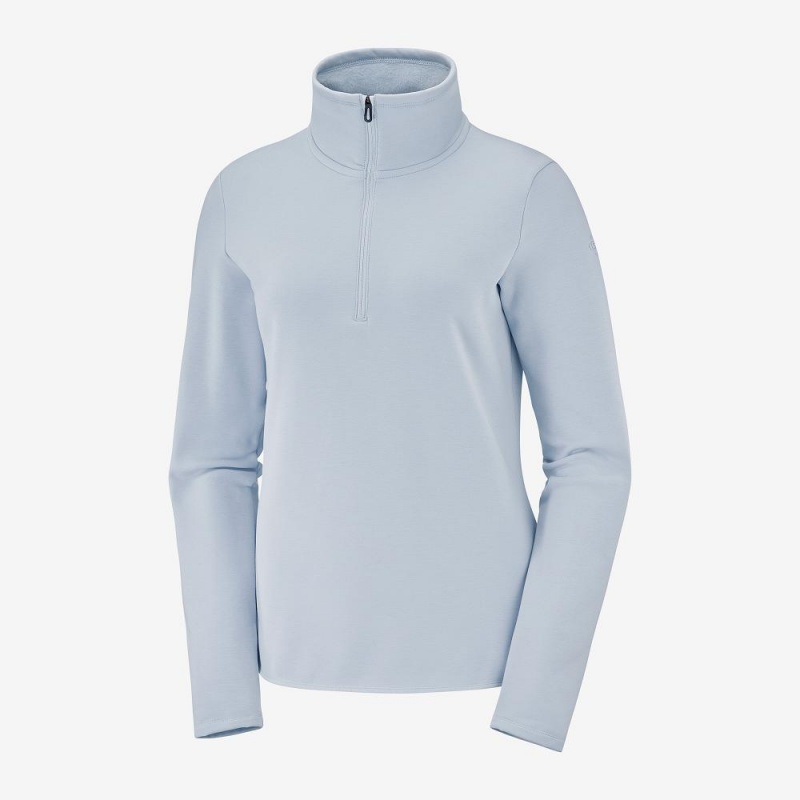 Kurtki Narciarskie Damskie Salomon Warm Ambition Half Zip W Niebieskie | 26078-EMXB