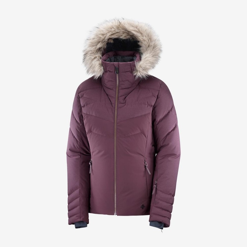 Kurtki Narciarskie Damskie Salomon Warm Ambition Jacket W Fioletowe | 04653-TOWI