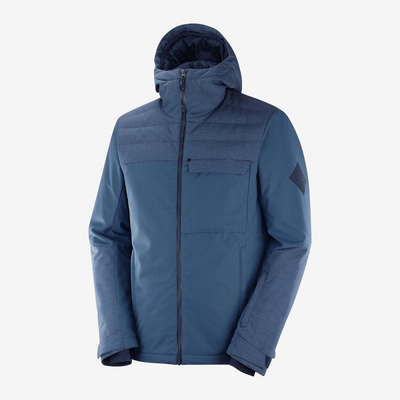 Kurtki Narciarskie Męskie Salomon Deepsteep Jacket M Granatowe | 30754-XAEV