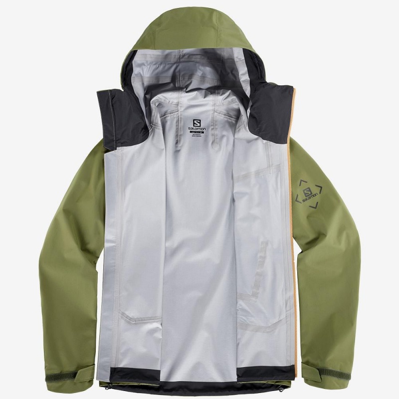 Kurtki Narciarskie Męskie Salomon Outpeak 3L Light Shell Jacket M Zielone | 59371-HZVW