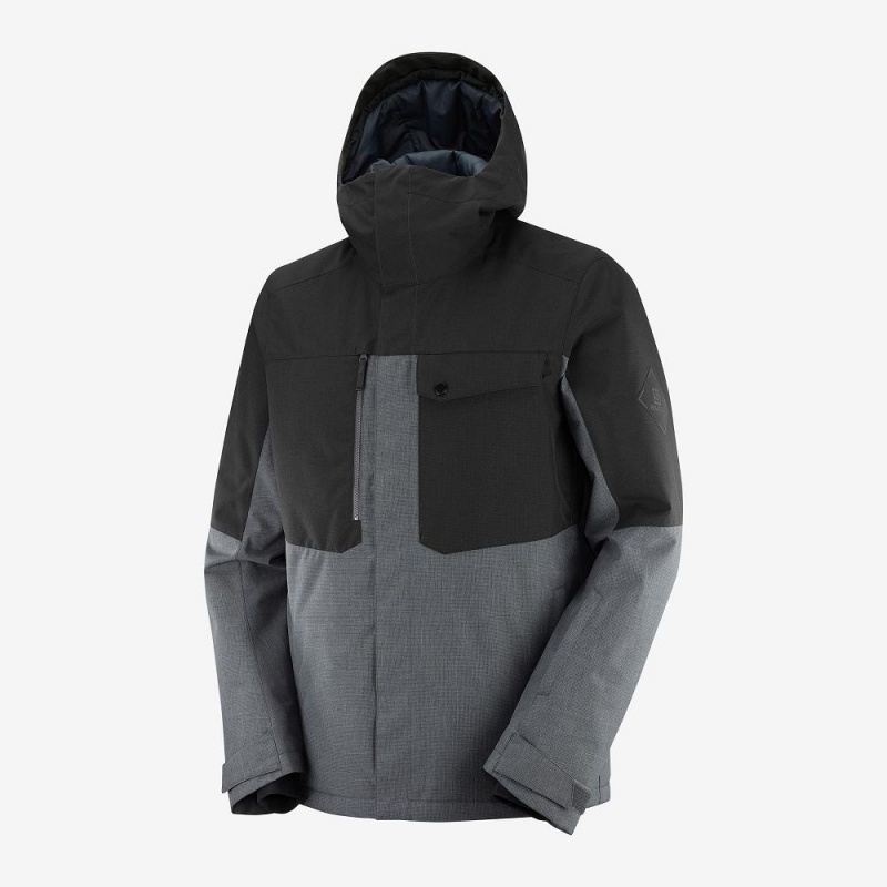 Kurtki Narciarskie Męskie Salomon Powderstash Jacket M Gray | 73285-SRYT