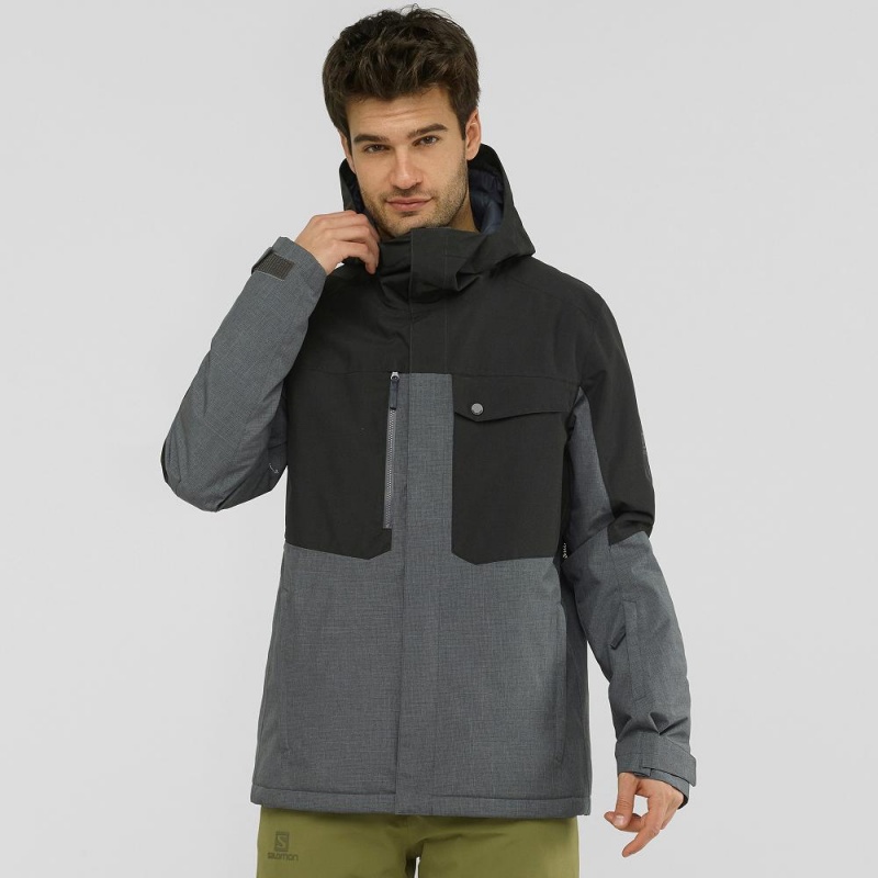 Kurtki Narciarskie Męskie Salomon Powderstash Jacket M Gray | 73285-SRYT