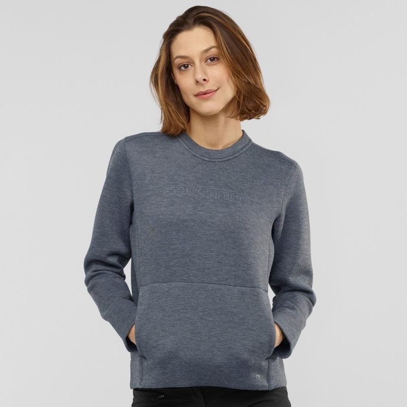 Pulower Damskie Salomon Sight Crew Neck W Gray | 23957-YMPT