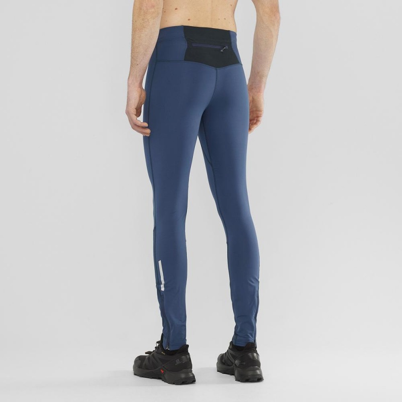 Rajstopy Męskie Salomon Agile Warm Tight M Granatowe | 69023-NUVI