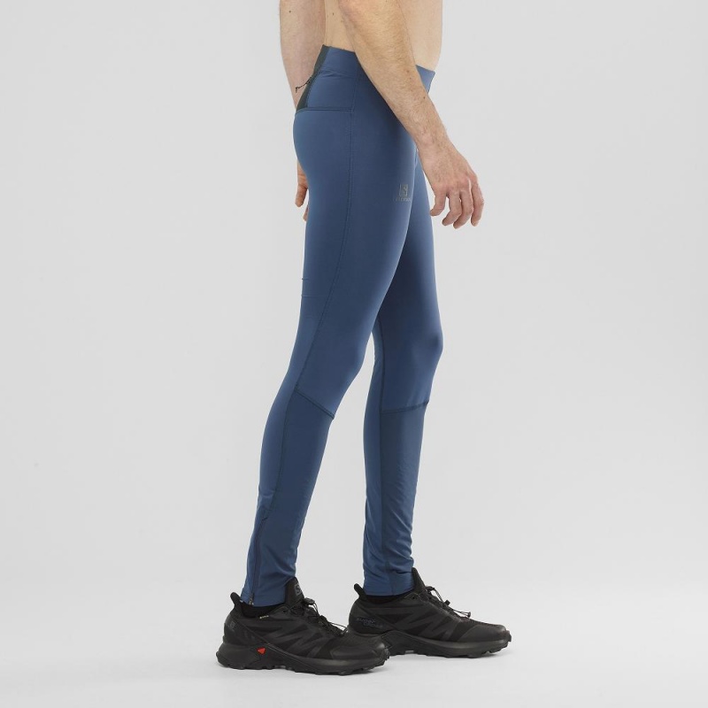 Rajstopy Męskie Salomon Agile Warm Tight M Granatowe | 69023-NUVI