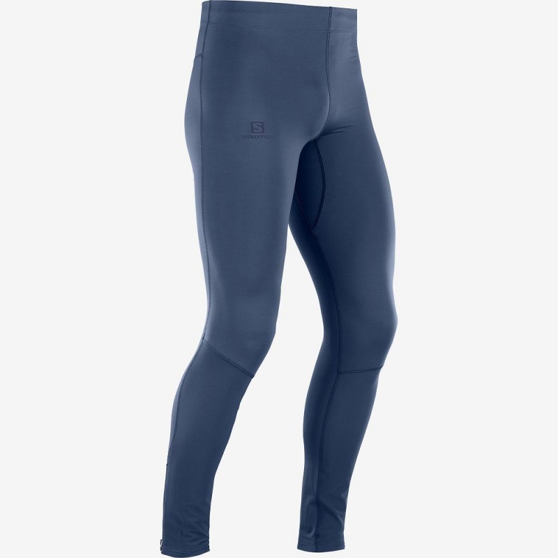 Rajstopy Męskie Salomon Agile Warm Tight M Granatowe | 69023-NUVI